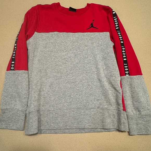 Jordan Red and Gray Sweatshirt with Color Block Design - Picture 1 of 2